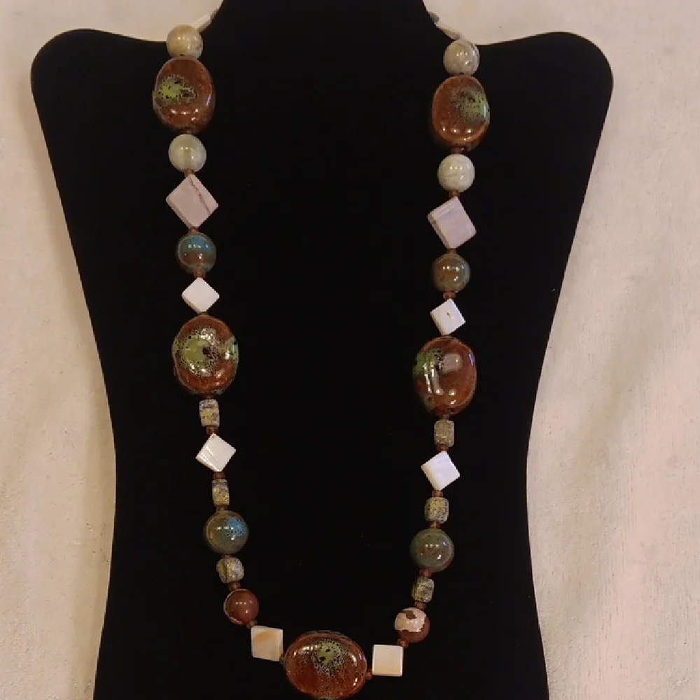 Stunning Artisan Handmade Beaded Earth Tone Necklace